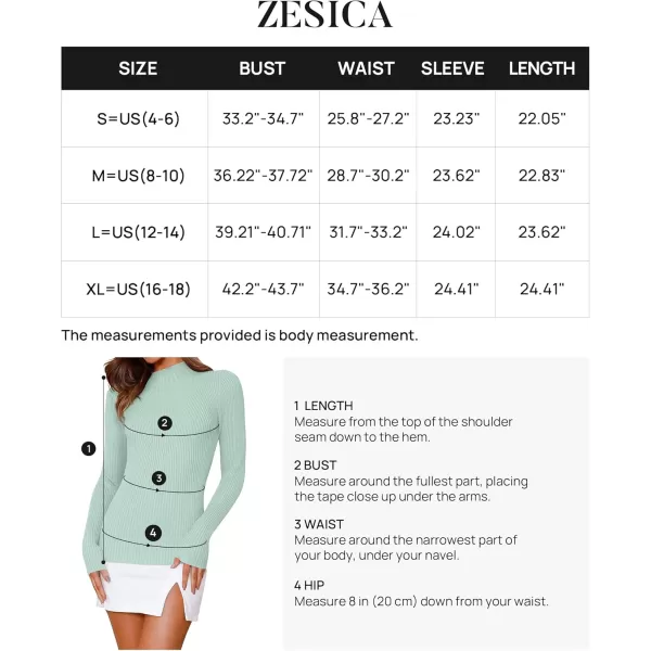 ZESICA Womens 2024 Fall Long Sleeve Turtleneck T Shirt Ribbed Knit Sweater Slim Fit Basic Casual Tee TopsMint