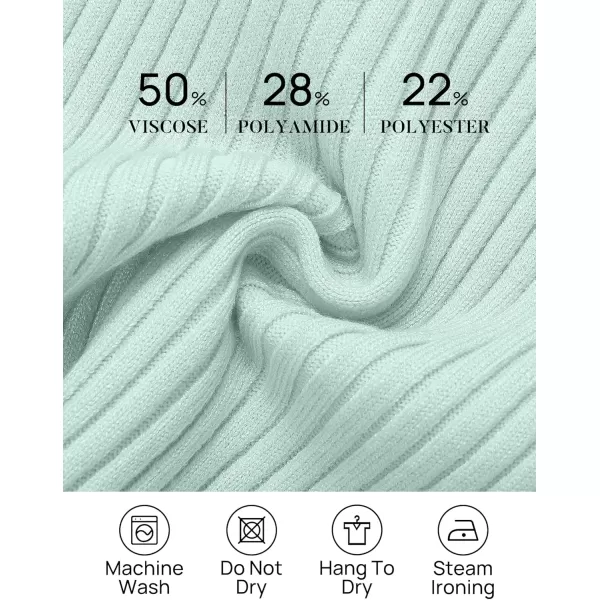 ZESICA Womens 2024 Fall Long Sleeve Turtleneck T Shirt Ribbed Knit Sweater Slim Fit Basic Casual Tee TopsMint