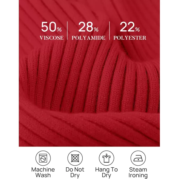 ZESICA Womens 2024 Fall Long Sleeve Turtleneck T Shirt Ribbed Knit Sweater Slim Fit Basic Casual Tee TopsRed