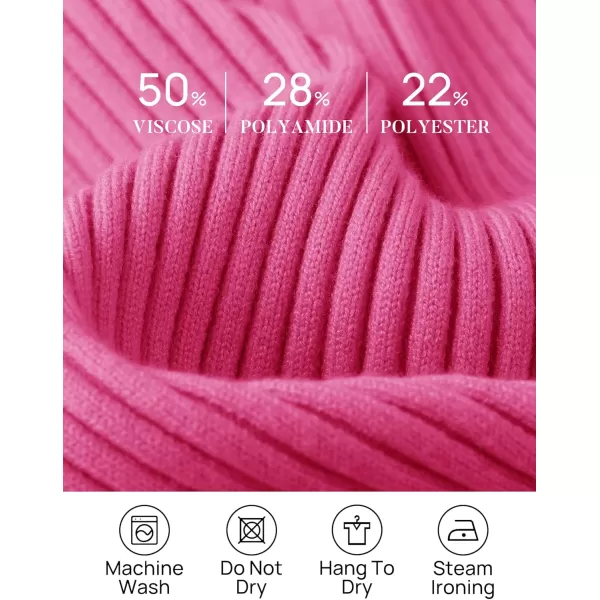 ZESICA Womens 2024 Fall Long Sleeve Turtleneck T Shirt Ribbed Knit Sweater Slim Fit Basic Casual Tee TopsRose