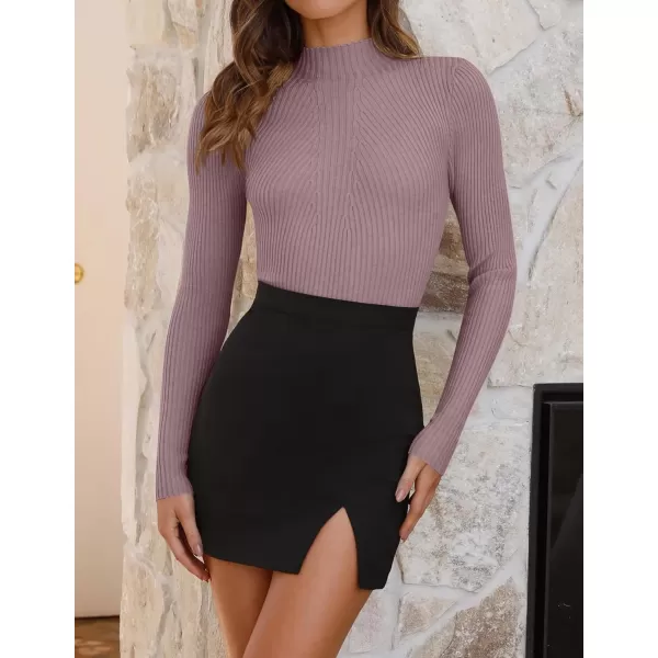 ZESICA Womens 2024 Fall Long Sleeve Turtleneck T Shirt Ribbed Knit Sweater Slim Fit Basic Casual Tee TopsTaro