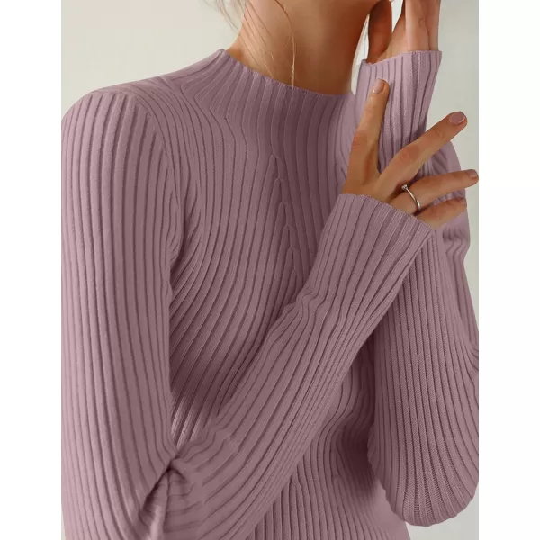ZESICA Womens 2024 Fall Long Sleeve Turtleneck T Shirt Ribbed Knit Sweater Slim Fit Basic Casual Tee TopsTaro