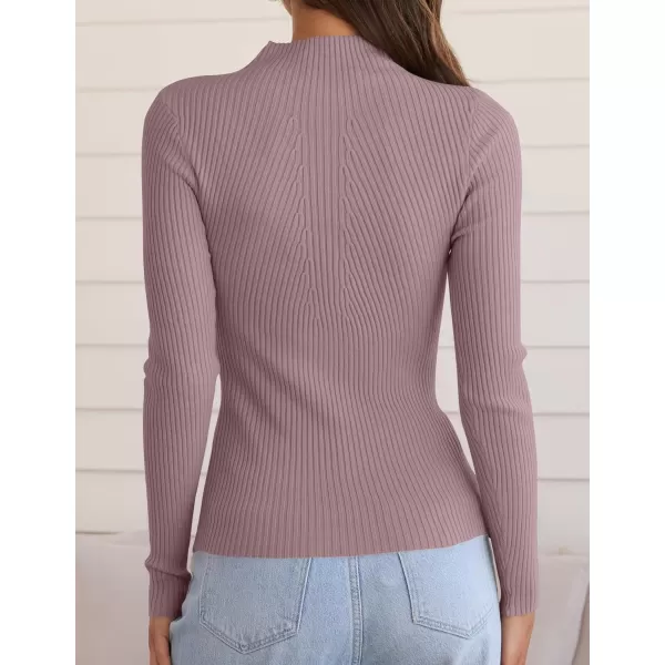 ZESICA Womens 2024 Fall Long Sleeve Turtleneck T Shirt Ribbed Knit Sweater Slim Fit Basic Casual Tee TopsTaro