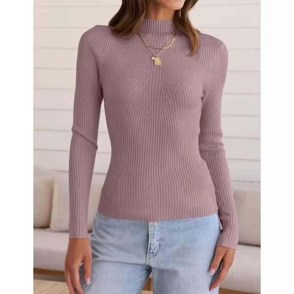 ZESICA Womens 2024 Fall Long Sleeve Turtleneck T Shirt Ribbed Knit Sweater Slim Fit Basic Casual Tee TopsTaro