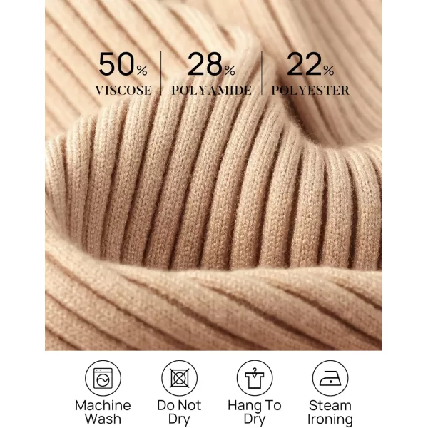 ZESICA Womens 2024 Fall Long Sleeve Turtleneck T Shirt Ribbed Knit Sweater Slim Fit Basic Casual Tee TopsToffee