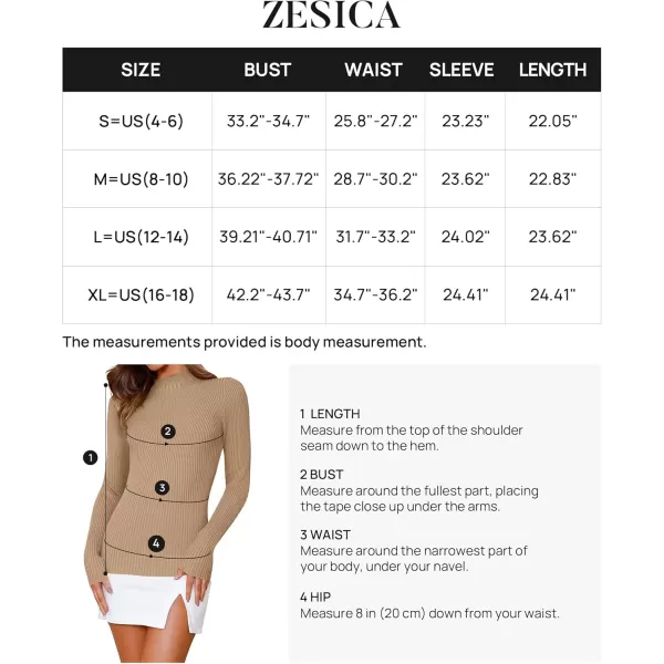 ZESICA Womens 2024 Fall Long Sleeve Turtleneck T Shirt Ribbed Knit Sweater Slim Fit Basic Casual Tee TopsToffee