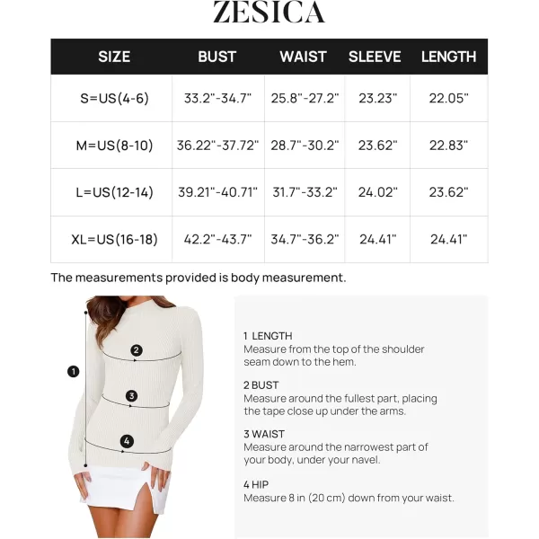 ZESICA Womens 2024 Fall Long Sleeve Turtleneck T Shirt Ribbed Knit Sweater Slim Fit Basic Casual Tee TopsWhite