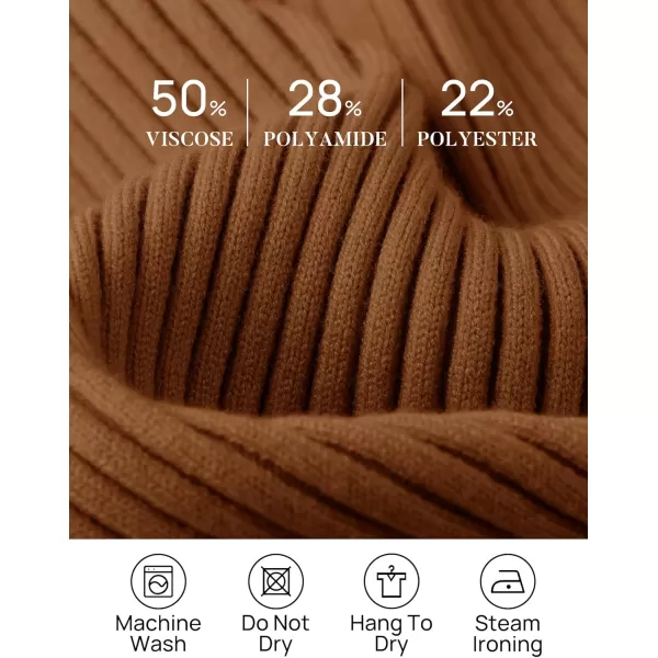 ZESICA Womens 2024 Fall Long Sleeve V Neck T Shirts Ribbed Knit Sweater Slim Fit Solid Basic Casual Tee TopsBrown