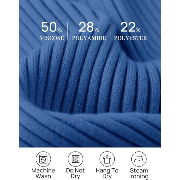 ZESICA Womens 2024 Fall Long Sleeve V Neck T Shirts Ribbed Knit Sweater Slim Fit Solid Basic Casual Tee TopsCobalt