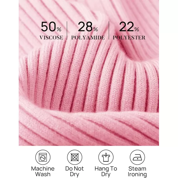 ZESICA Womens 2024 Fall Long Sleeve V Neck T Shirts Ribbed Knit Sweater Slim Fit Solid Basic Casual Tee TopsHotpink