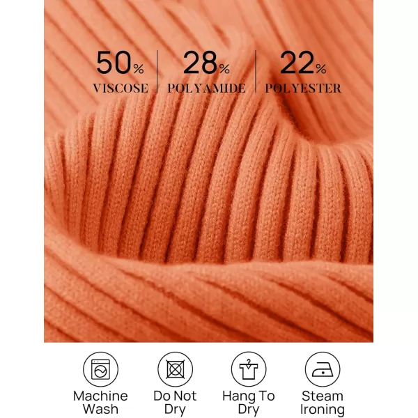 ZESICA Womens 2024 Fall Long Sleeve V Neck T Shirts Ribbed Knit Sweater Slim Fit Solid Basic Casual Tee TopsOrange