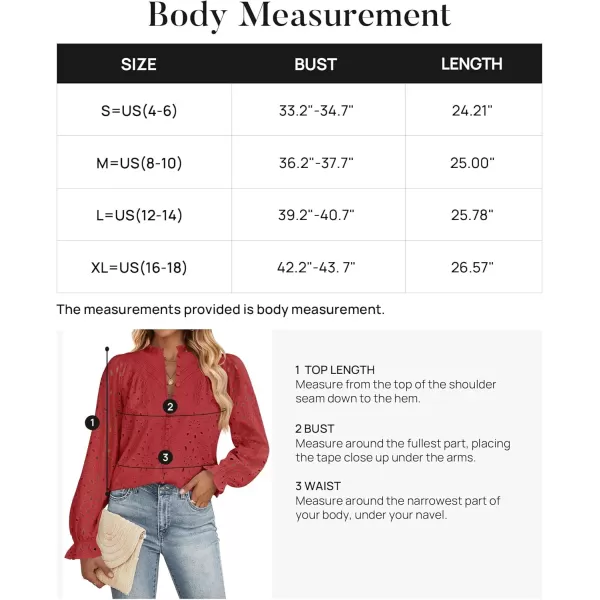ZESICA Womens Casual Blouse Tops Puff Long Sleeve Button V Neck Hollow Out Eyelet Lace Embroidered 2024 Shirt DressyCoral