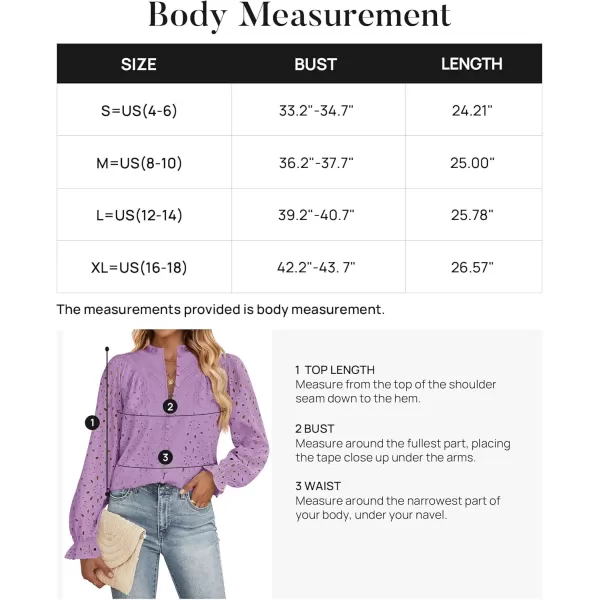 ZESICA Womens Casual Blouse Tops Puff Long Sleeve Button V Neck Hollow Out Eyelet Lace Embroidered 2024 Shirt DressyTaro