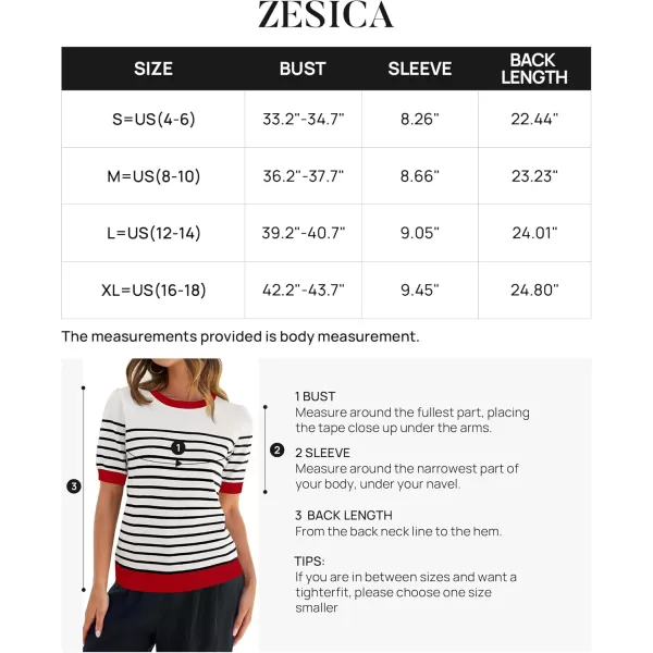 ZESICA Womens Casual Striped Tops Short Sleeve Crew Neck Ribbed Knit T Shirts Comfy Loose Basic Pullover SweaterCream