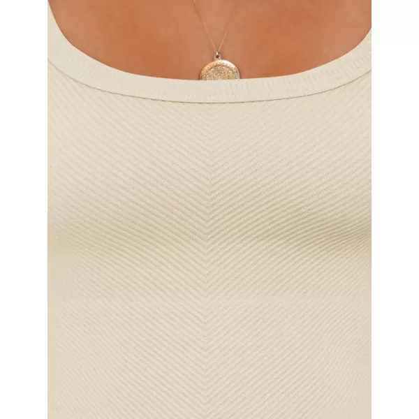 ZESICA Womens Crop Tank Tops Ribbed Square Neck Basic Workout Yoga Tops Summer Sleeveless ShirtsBeige