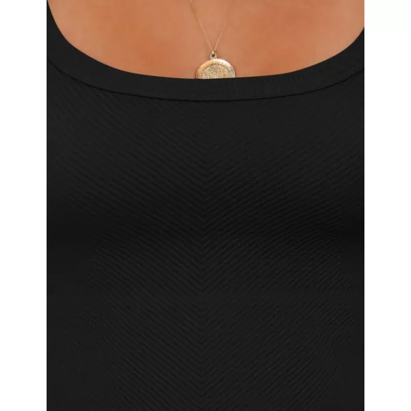 ZESICA Womens Crop Tank Tops Ribbed Square Neck Basic Workout Yoga Tops Summer Sleeveless ShirtsBlack