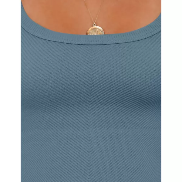ZESICA Womens Crop Tank Tops Ribbed Square Neck Basic Workout Yoga Tops Summer Sleeveless ShirtsDustyblue