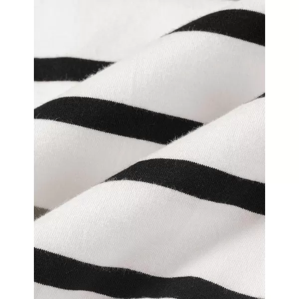ZESICA Womens Long Sleeve Striped Shirts Fall Crewneck Casual Loose Fit Tunic TopsWhite