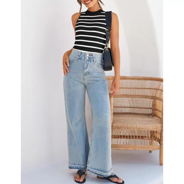 ZESICA Womens Ribbed Tank Tops High Neck Slim Fitted Striped Basic Casual Summer Sleeveless ShirtsBlack