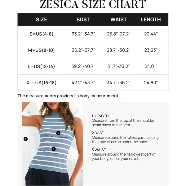 ZESICA Womens Ribbed Tank Tops High Neck Slim Fitted Striped Basic Casual Summer Sleeveless ShirtsBlue