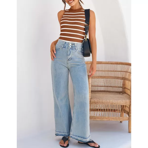 ZESICA Womens Ribbed Tank Tops High Neck Slim Fitted Striped Basic Casual Summer Sleeveless ShirtsBrown