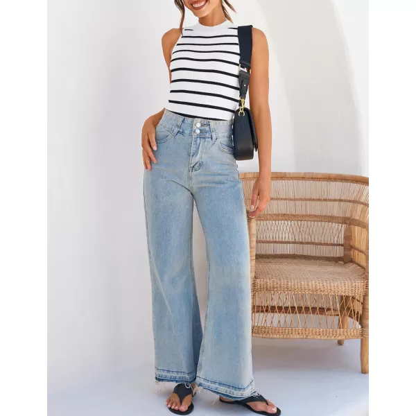 ZESICA Womens Ribbed Tank Tops High Neck Slim Fitted Striped Basic Casual Summer Sleeveless ShirtsWhite