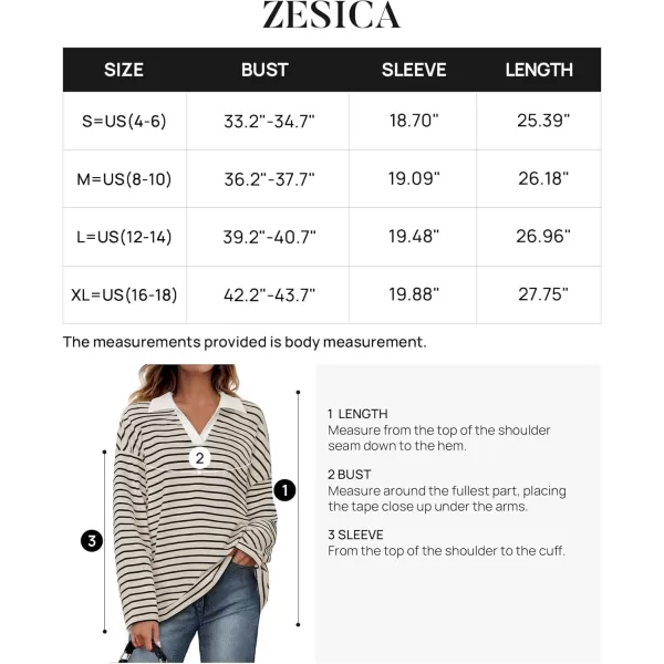 ZESICA Womens Striped Long Sleeve Shirts 2024 Casual V Neck Oversized Sweatshirt Loose Fit Tunic Tops Fall BlousesApricot