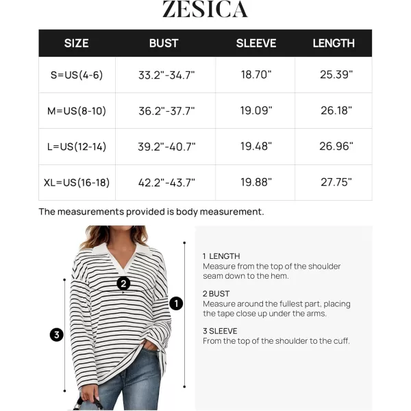 ZESICA Womens Striped Long Sleeve Shirts 2024 Casual V Neck Oversized Sweatshirt Loose Fit Tunic Tops Fall BlousesWhite