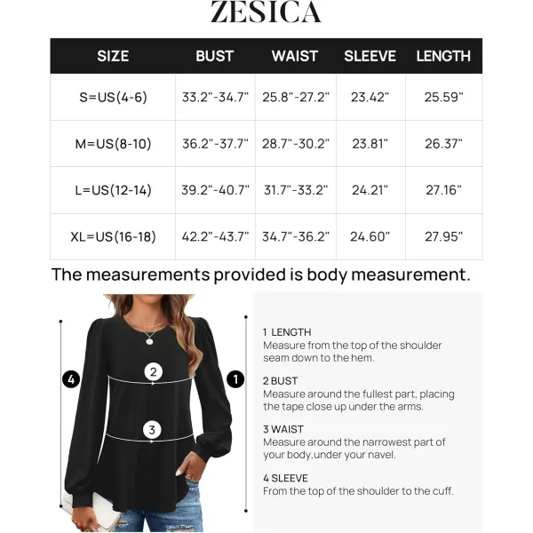 ZESICA Long Sleeve Eyelet Tops for Womens Crew Neck Fall Shirts Casual Loose Blouses 2024 Trendy ClothesBlack