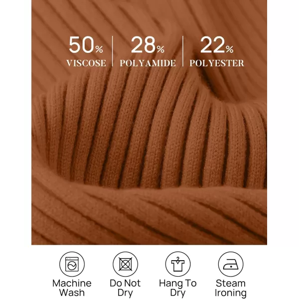 ZESICA Womens 2024 Long Sleeve Square Neck T Shirts Slim Fitted Elegant Fall Ribbed Knit Casual Tee TopsBrown