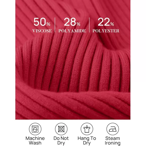 ZESICA Womens 2024 Long Sleeve Square Neck T Shirts Slim Fitted Elegant Fall Ribbed Knit Casual Tee TopsRed
