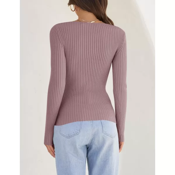 ZESICA Womens 2024 Long Sleeve Square Neck T Shirts Slim Fitted Elegant Fall Ribbed Knit Casual Tee TopsTaro
