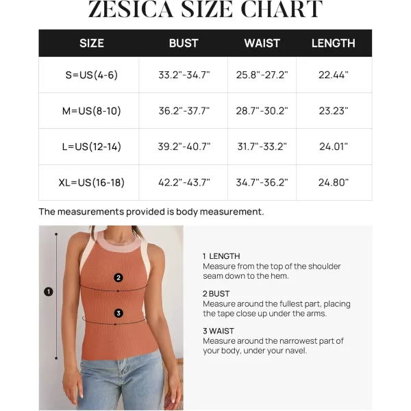 ZESICA Womens 2024 Summer Sleeveless Tank Tops Ribbed High Neck Racerback Slim Fitted Color Block Casual ShirtsCoral