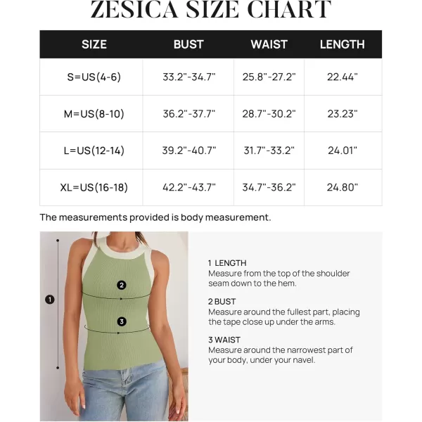 ZESICA Womens 2024 Summer Sleeveless Tank Tops Ribbed High Neck Racerback Slim Fitted Color Block Casual ShirtsGreen