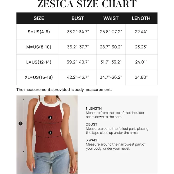 ZESICA Womens 2024 Summer Sleeveless Tank Tops Ribbed High Neck Racerback Slim Fitted Color Block Casual ShirtsRed