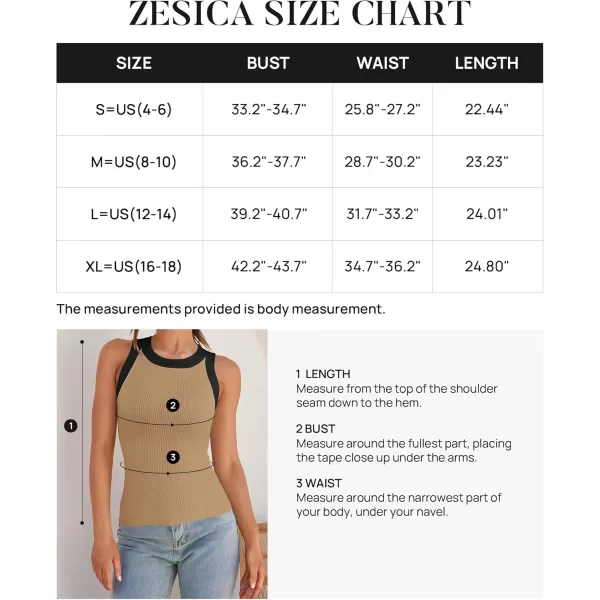 ZESICA Womens 2024 Summer Sleeveless Tank Tops Ribbed High Neck Racerback Slim Fitted Color Block Casual ShirtsToffee
