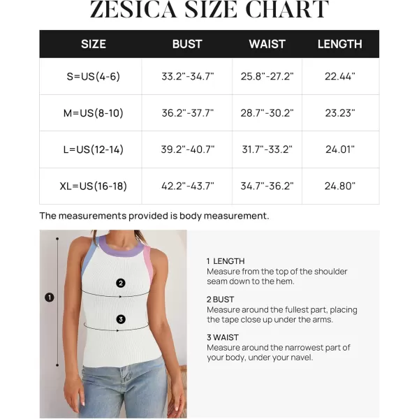 ZESICA Womens 2024 Summer Sleeveless Tank Tops Ribbed High Neck Racerback Slim Fitted Color Block Casual ShirtsWhite