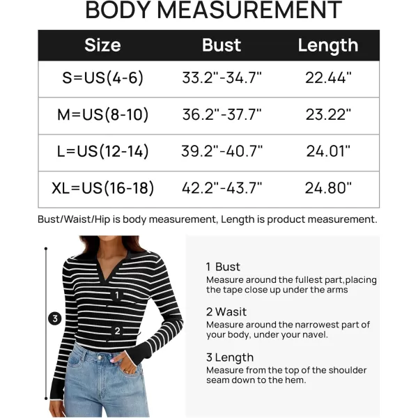 ZESICA Womens Long Sleeve V Neck Knit Tops 2024 Fall Striped Sweater Slim Fit Casual Basic Tee TopsBlack