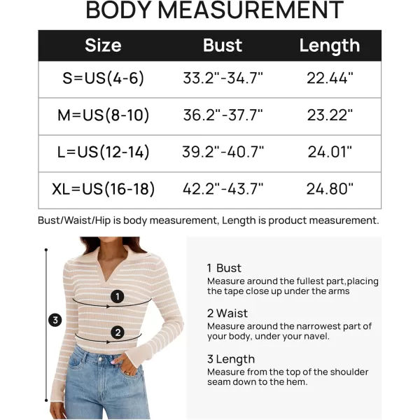 ZESICA Womens Long Sleeve V Neck Knit Tops 2024 Fall Striped Sweater Slim Fit Casual Basic Tee TopsLightapricot