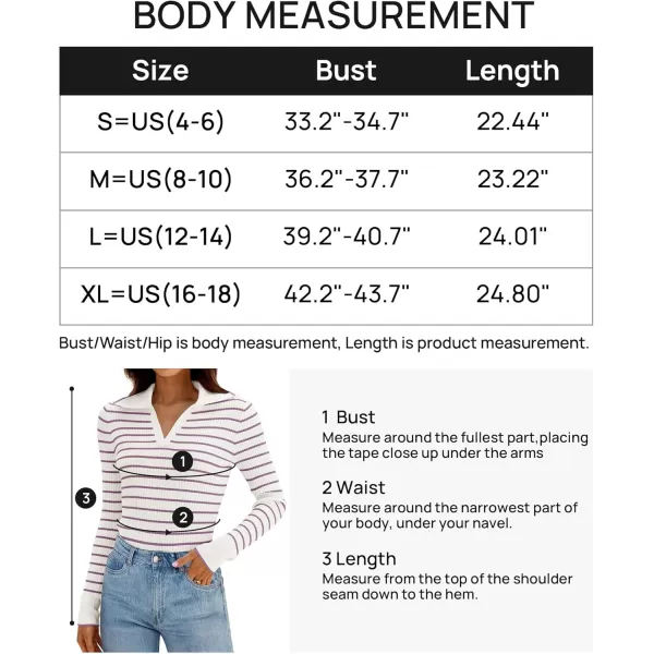 ZESICA Womens Long Sleeve V Neck Knit Tops 2024 Fall Striped Sweater Slim Fit Casual Basic Tee TopsTaro
