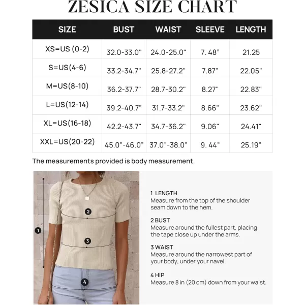 ZESICA Womens Short Sleeve Crewneck T Shirt 2024 Summer Ribbed Knit Slim Fit Basic Solid Color Tee TopsAlmond
