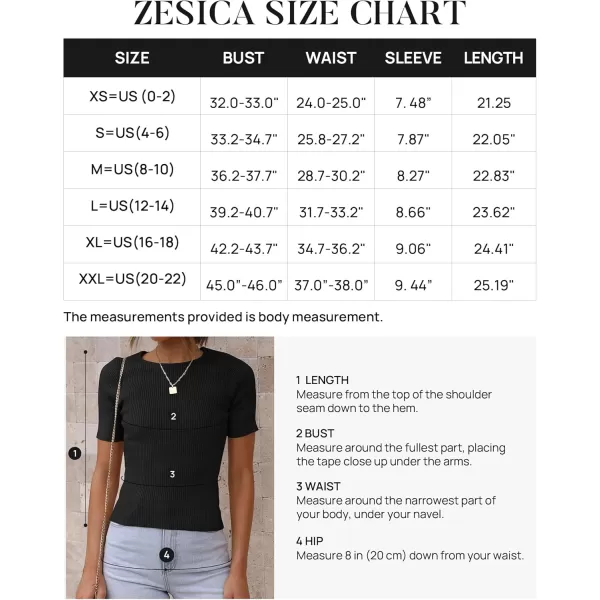 ZESICA Womens Short Sleeve Crewneck T Shirt 2024 Summer Ribbed Knit Slim Fit Basic Solid Color Tee TopsBlack
