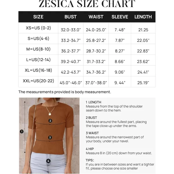 ZESICA Womens Short Sleeve Crewneck T Shirt 2024 Summer Ribbed Knit Slim Fit Basic Solid Color Tee TopsBrown