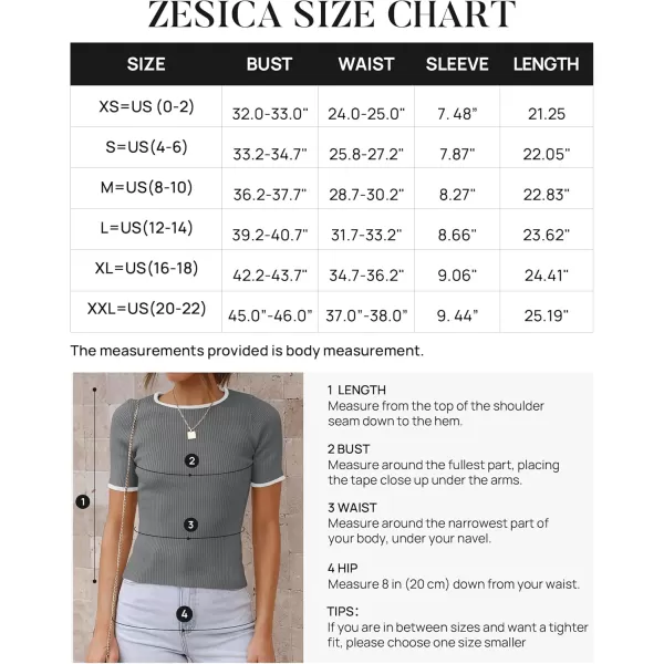 ZESICA Womens Short Sleeve Crewneck T Shirt 2024 Summer Ribbed Knit Slim Fit Basic Solid Color Tee TopsDarkgrey