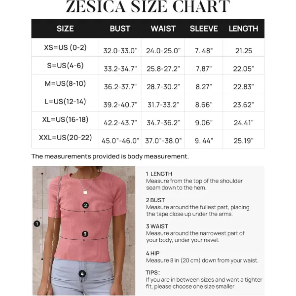 ZESICA Womens Short Sleeve Crewneck T Shirt 2024 Summer Ribbed Knit Slim Fit Basic Solid Color Tee TopsDustypink