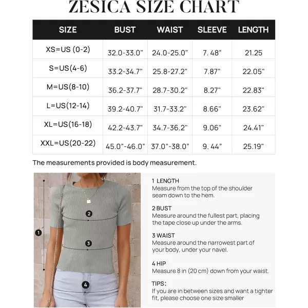 ZESICA Womens Short Sleeve Crewneck T Shirt 2024 Summer Ribbed Knit Slim Fit Basic Solid Color Tee TopsGrey