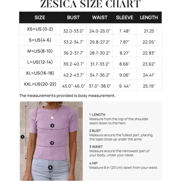 ZESICA Womens Short Sleeve Crewneck T Shirt 2024 Summer Ribbed Knit Slim Fit Basic Solid Color Tee TopsPurple
