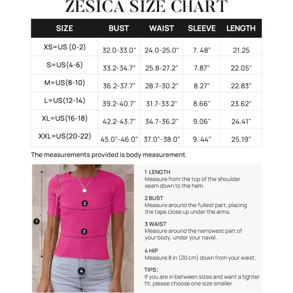 ZESICA Womens Short Sleeve Crewneck T Shirt 2024 Summer Ribbed Knit Slim Fit Basic Solid Color Tee TopsRose
