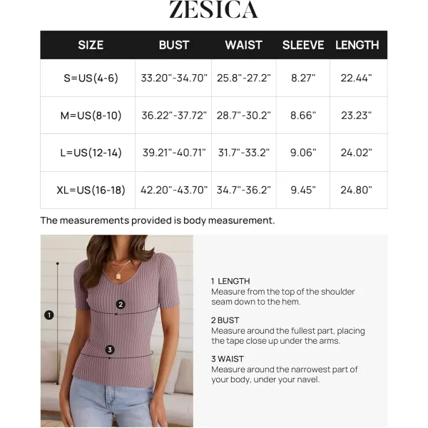 ZESICA Womens Short Sleeve T Shirts 2024 Summer V Neck Tops Casual Ribbed Knit Slim Fit Basic TeesTaro