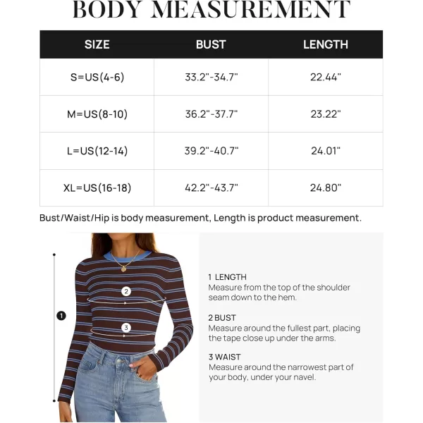 ZESICA Womens Long Sleeve Crewneck Striped Shirts 2024 Fall Sweater Ribbed Knit Slim Fit Basic Casual Tee TopsTaupe